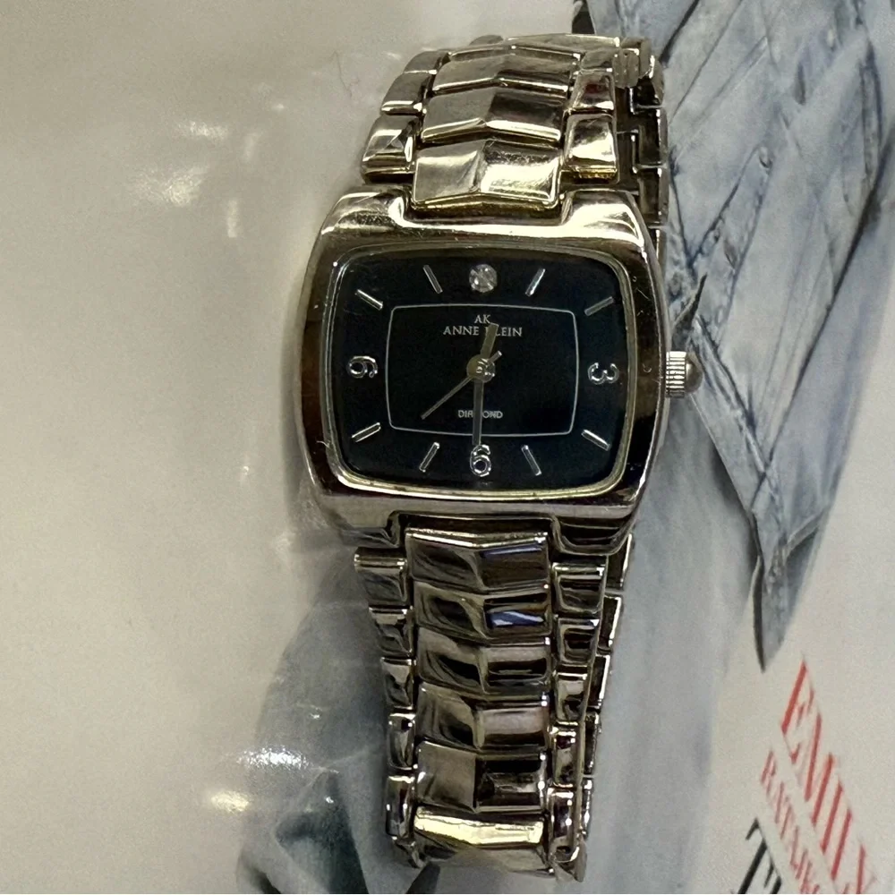 ANNE KLEIN Silver Stainless Steel Watch / Black Face dial